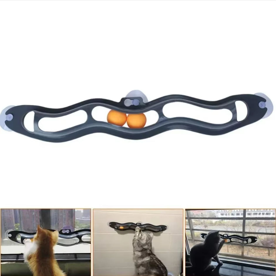 Secure suction cup ball track cat toy for hours of interactive feline playtime, perfect for indoor cats.