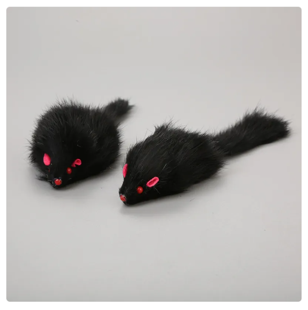 Close-up of interactive cat toy, showing the realistic string mouse for stimulating hunting instincts in pets.