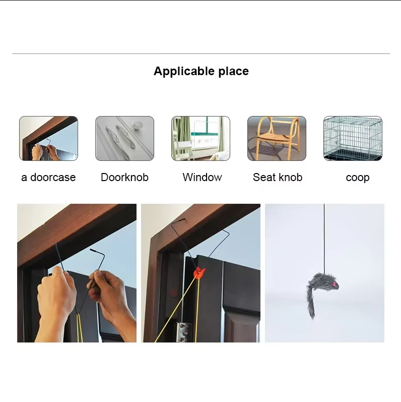 Door-mounted interactive jumping mouse cat toy. Easy setup for endless feline fun. 3 pack.