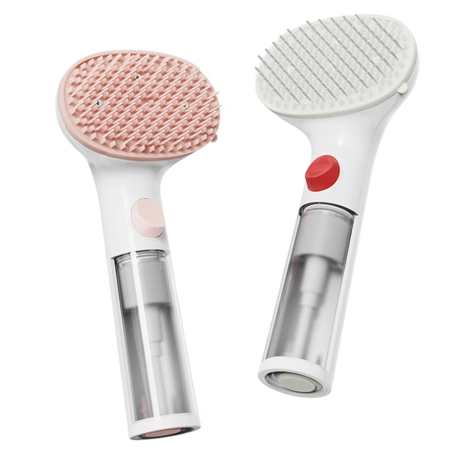 No-rinse pet bathing: Dry foam brush with cleaner dispenser. Perfect for quick dog & cat grooming & travel.