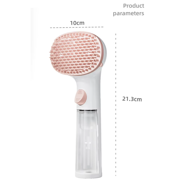 Waterless pet wash: Dry Foam Brush with built-in cleaner dispenser. Ideal for quick dog & cat hygiene.