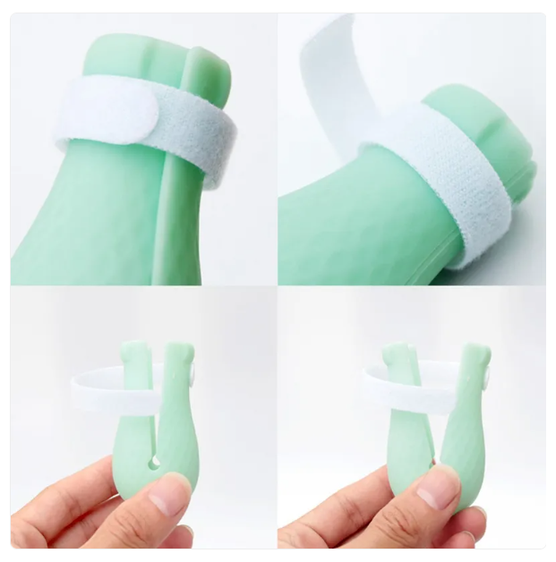 Set of 4 green cat nail caps for paw protection, aiding in grooming and preventing scratches safely.
