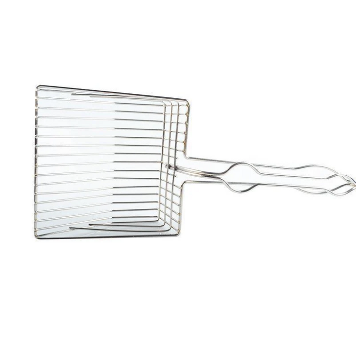 Essential stainless steel cat litter scoop for pet care, durable & easy clean for any litter box hygiene.