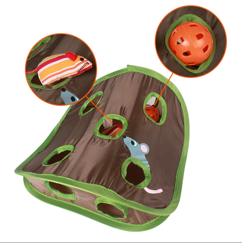 Essential pet supply: stimulating cat play mat for endless hide-and-seek fun, active hunting, & playful kittens.