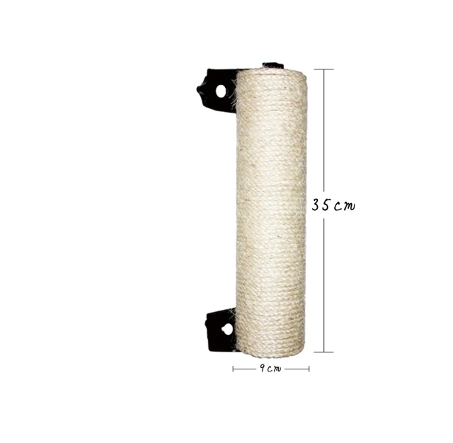 Vertical cat scratcher roller securely mounted on a door frame, offering a pet-friendly scratching post alternative.
