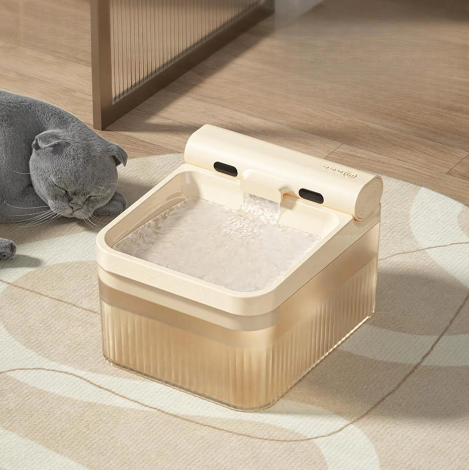 Pet water dispenser with advanced triple filter system ensures clean, healthy drinking for all pets.