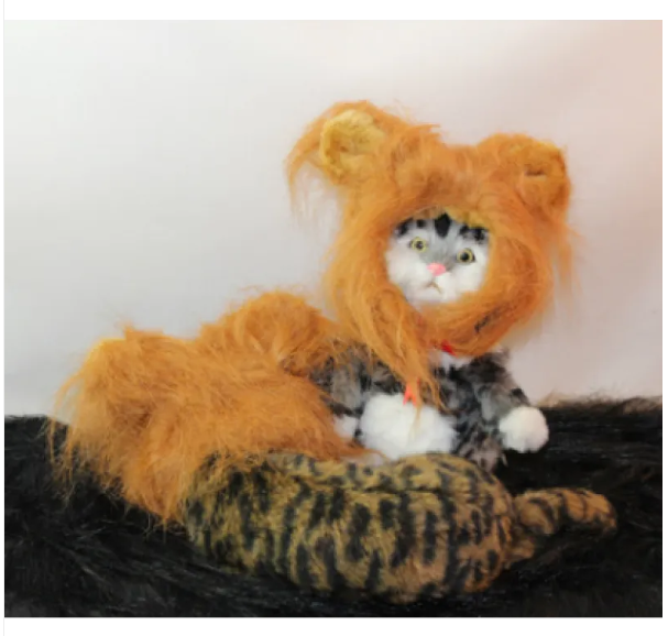Feline fashion: realistic cat lion mane costume with ears. Funny pet accessory for memorable photo props.