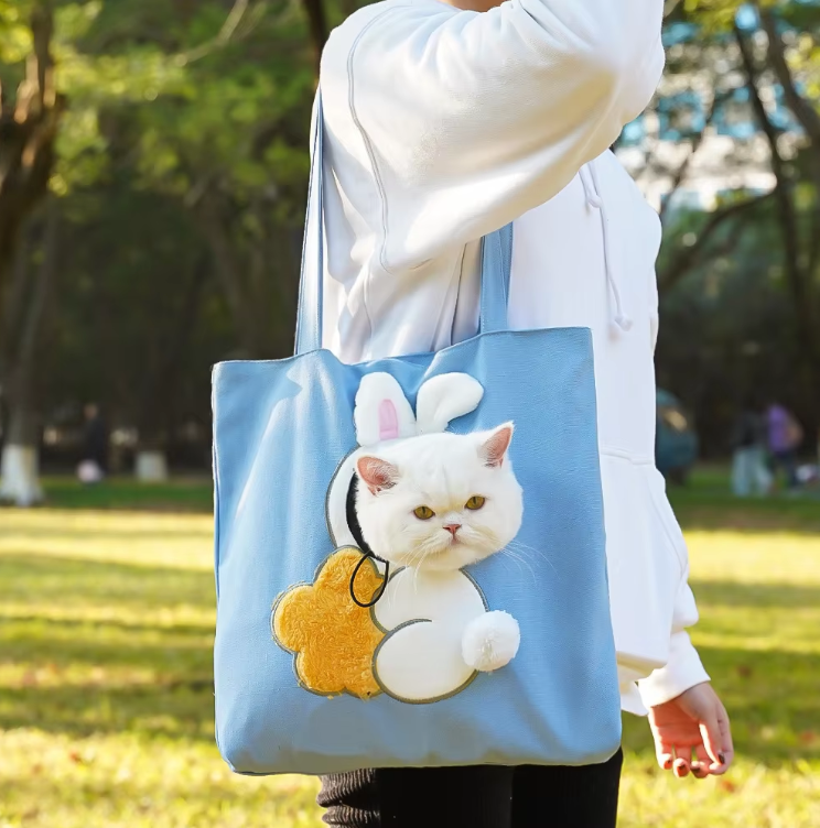 Adorable seal design pet carrier bag for small pets. Portable & funny travel carrier for car travel.