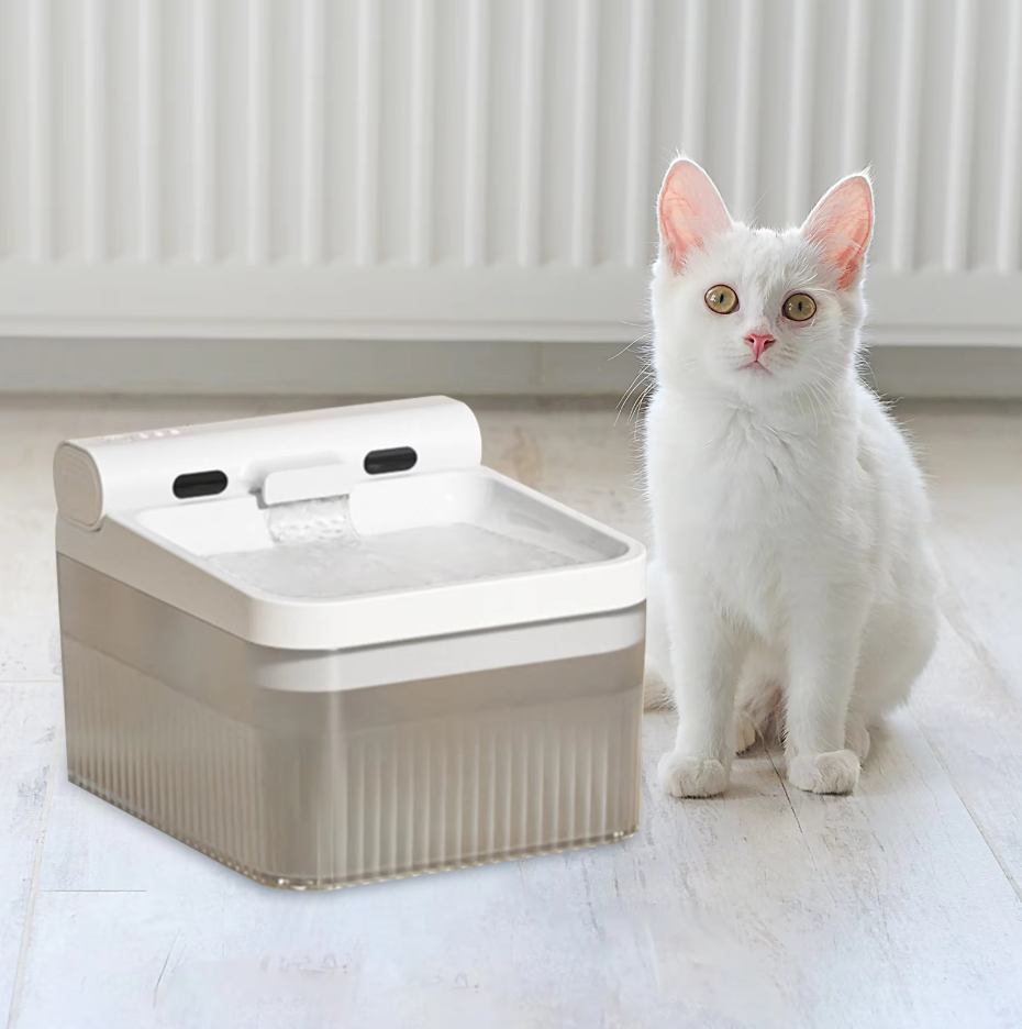 Automatic pet water dispenser with quiet operation & triple filter for healthy, happy pets.
