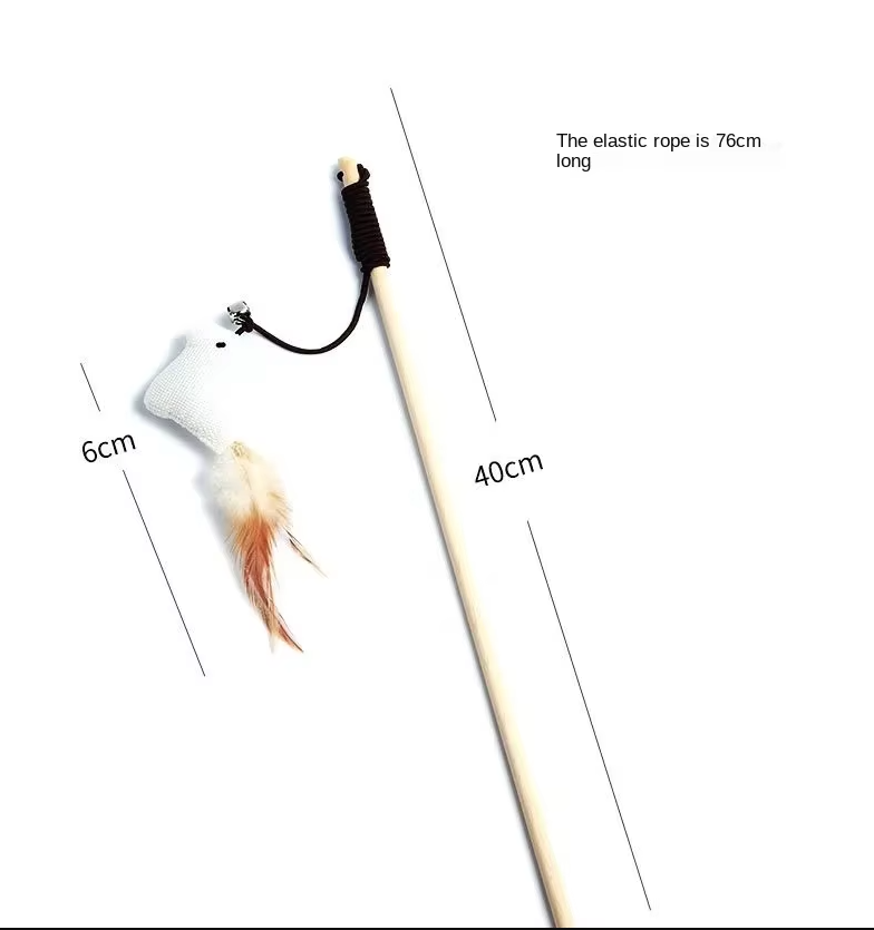 Cat toy set promoting exercise & mental stimulation for indoor cats; interactive feathers & bells.