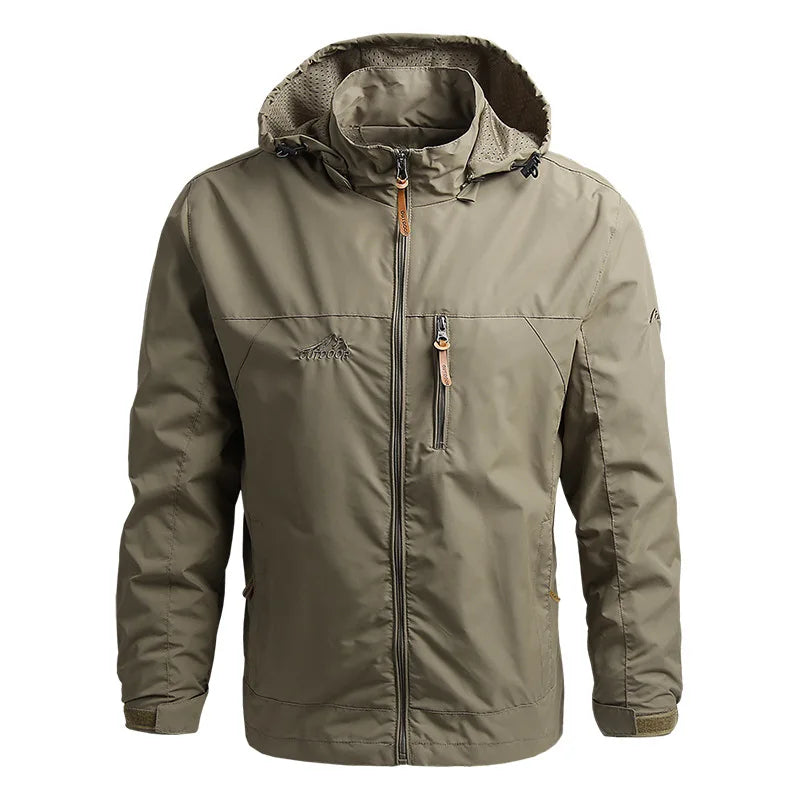 Men's lightweight waterproof windbreaker jacket, perfect for spring rain and everyday casual wear.