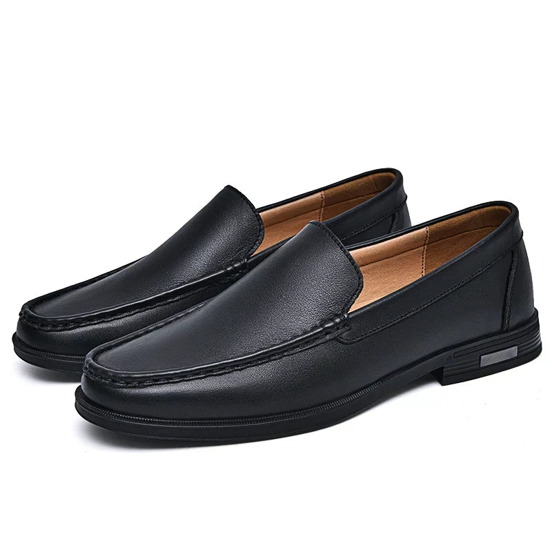Brown slip-on men's fashion loafers, offering elegant style and comfort.