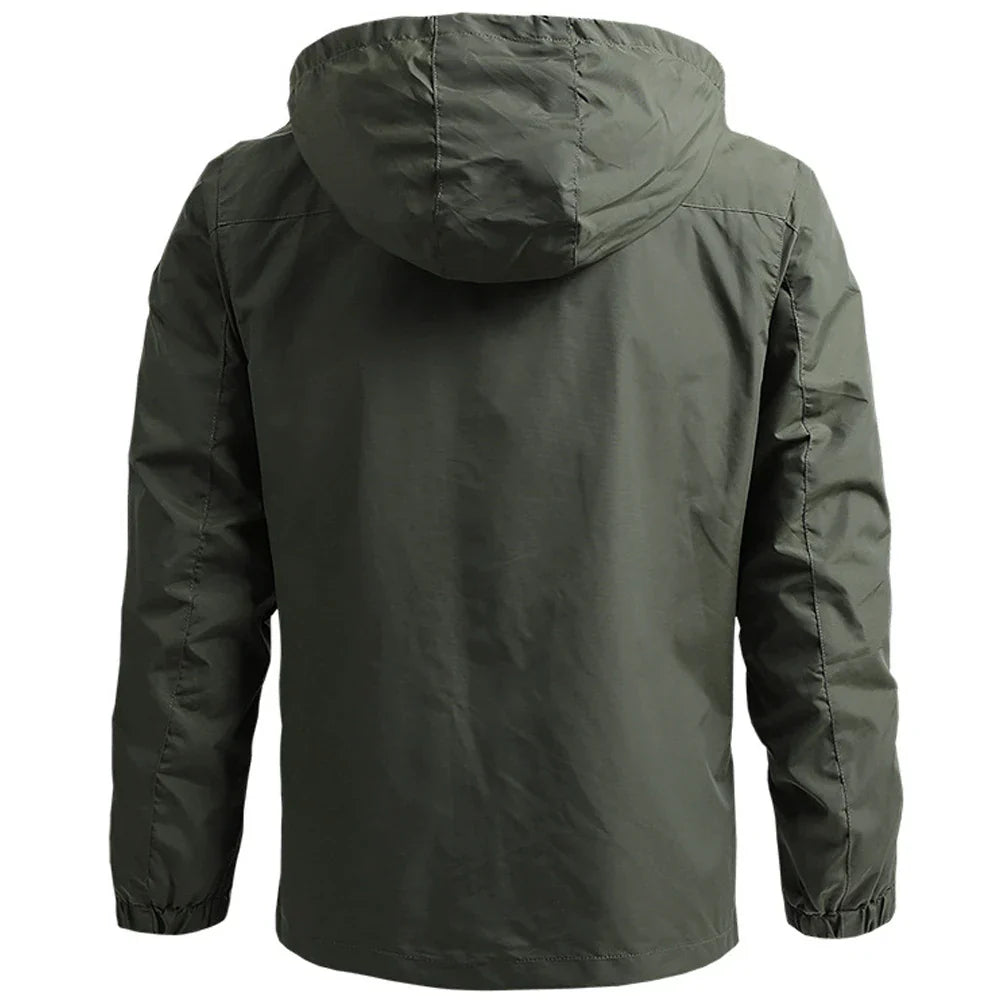 Waterproof men's windbreaker for effective rain protection. Lightweight and perfect for travel and outdoor jackets.