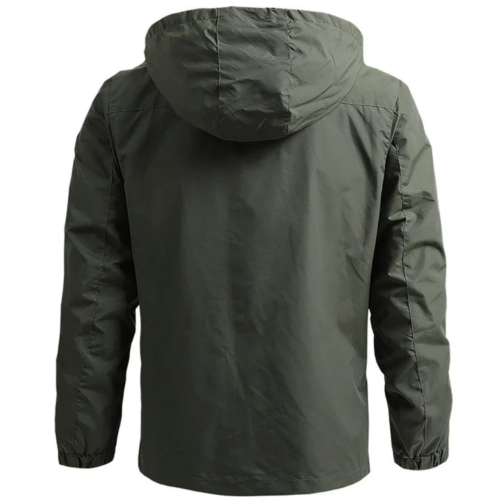 Waterproof men's windbreaker for effective rain protection. Lightweight and perfect for travel and outdoor jackets.