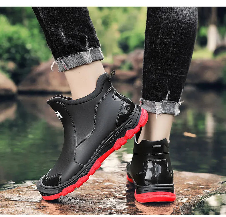 Durable men's waterproof ankle boots. Versatile outdoor footwear for various conditions.