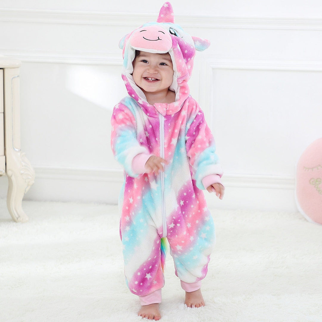 Children's animal sleepsuits: unicorn, cow, panda, Stitch designs. Soft, cozy pajamas for toddlers & kids.
