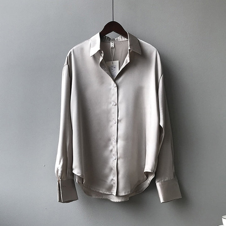 Chic Parisian style women's vintage long sleeve blouse, an elegant top for retro & casual fashion.