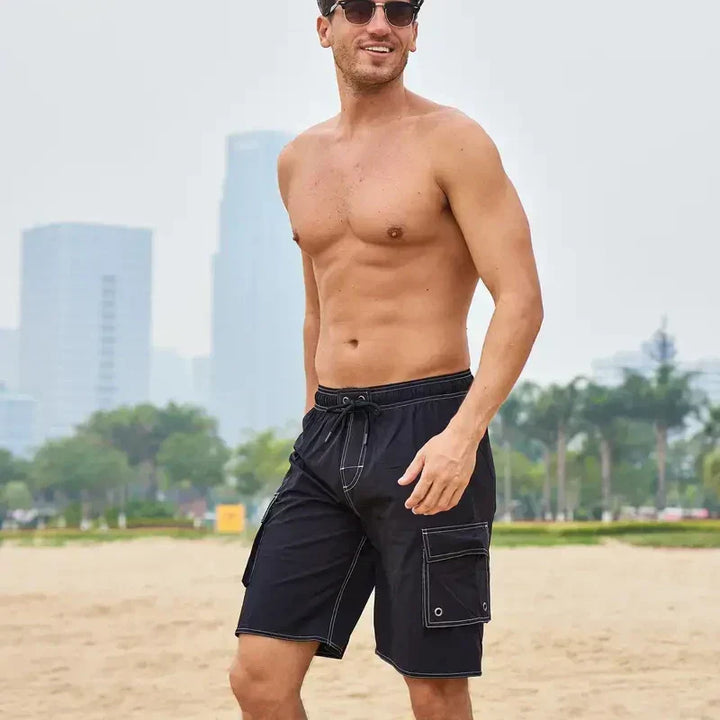 Lightweight men's quick-dry sport shorts, dual layer for running, gym & active training gear.