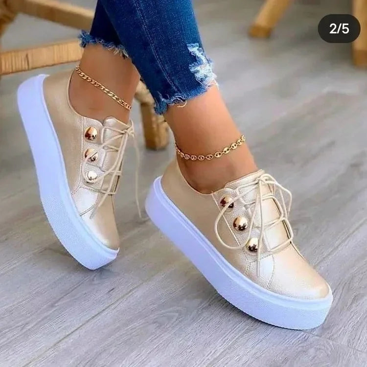 Supportive women's orthopedic platform trainers, designed with a round toe for all-day comfort & casual style.