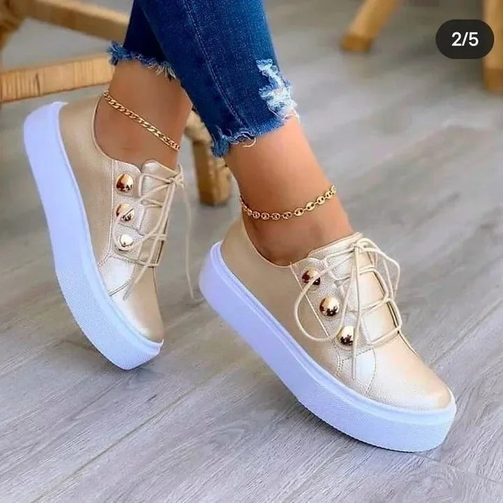 Supportive women's orthopedic platform trainers, designed with a round toe for all-day comfort & casual style.