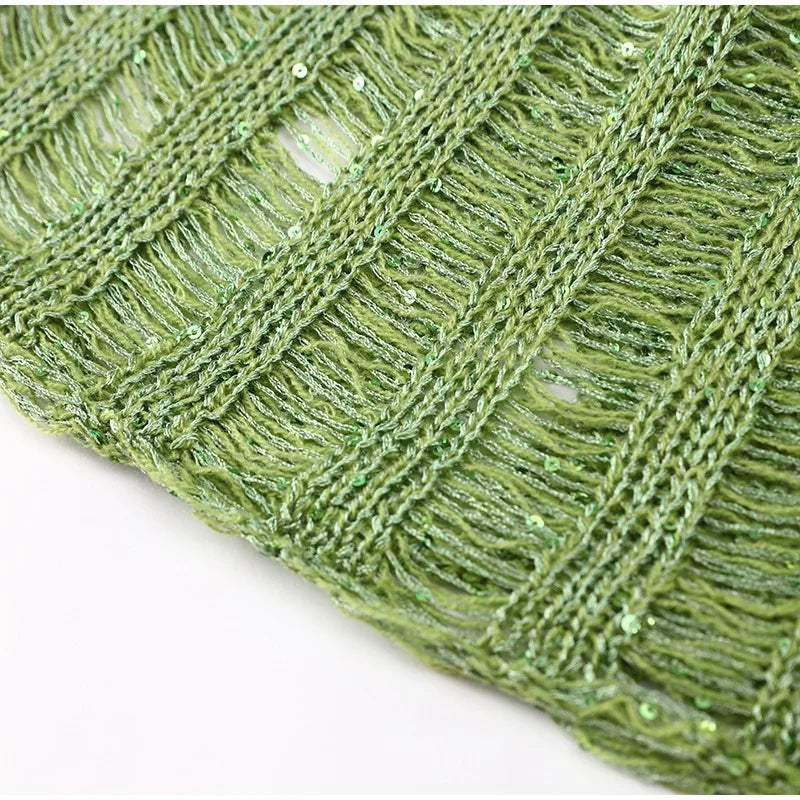 Long sleeve detail of the women's dazzling sequin rock set, adding elegance to this glamorous party outfit.