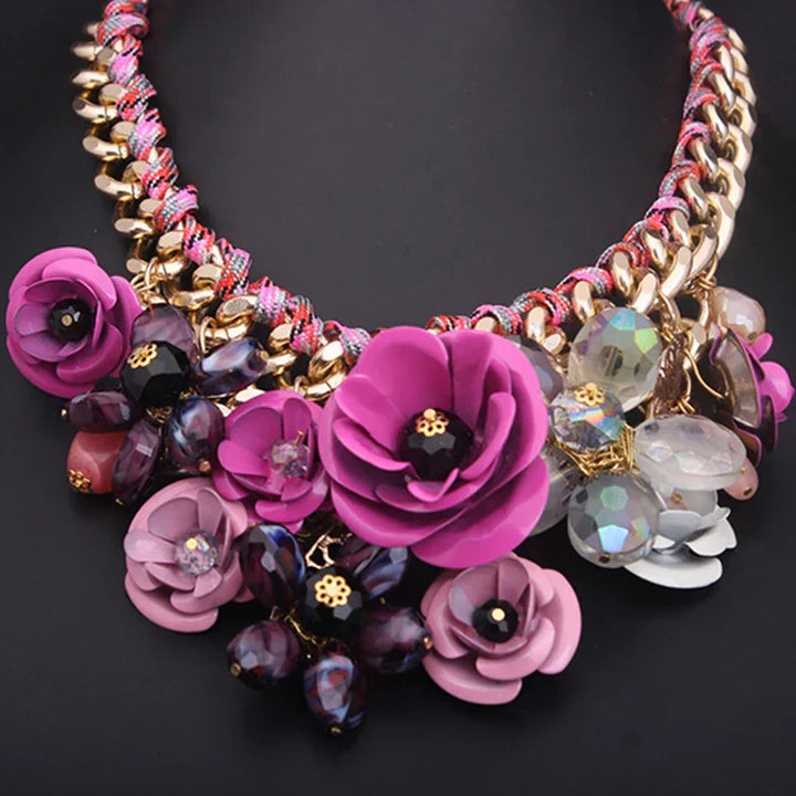 Stunning vintage floral statement necklace for women, ideal elegant jewelry for wedding guests & party wear.