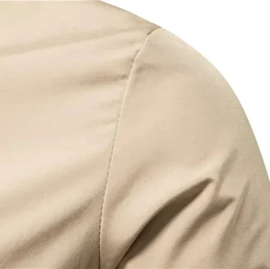 Dark men's modern bomber jacket with zipper. Urban casual outerwear, comfortable for everyday wear.