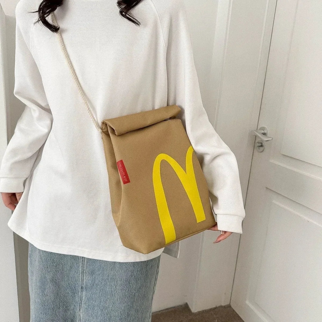Vibrant fast food themed backpack, unisex and durable polyester for all your essentials.