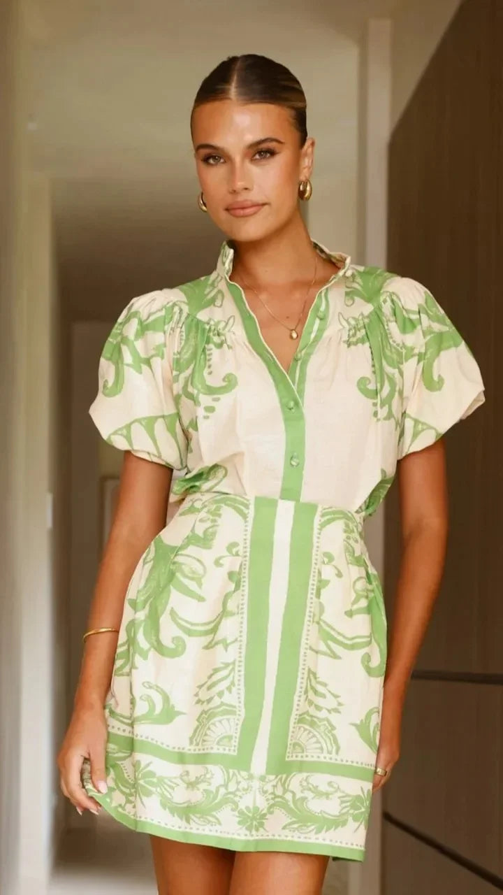 Everyday women's floral puff sleeve sundress, a comfortable and stylish mini dress.