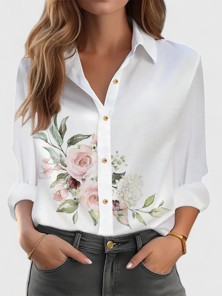 Stylish women's elegant top featuring a comfortable loose fit and long sleeves, great for any occasion.