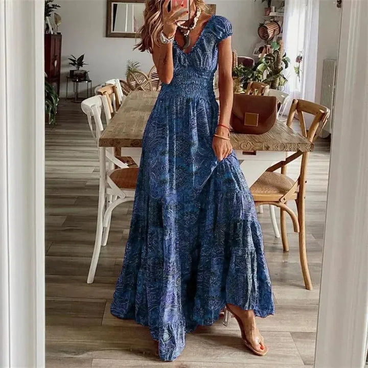 Women's elegant boho maxi dress with a flattering long design, perfect for summer fashion & spring style.