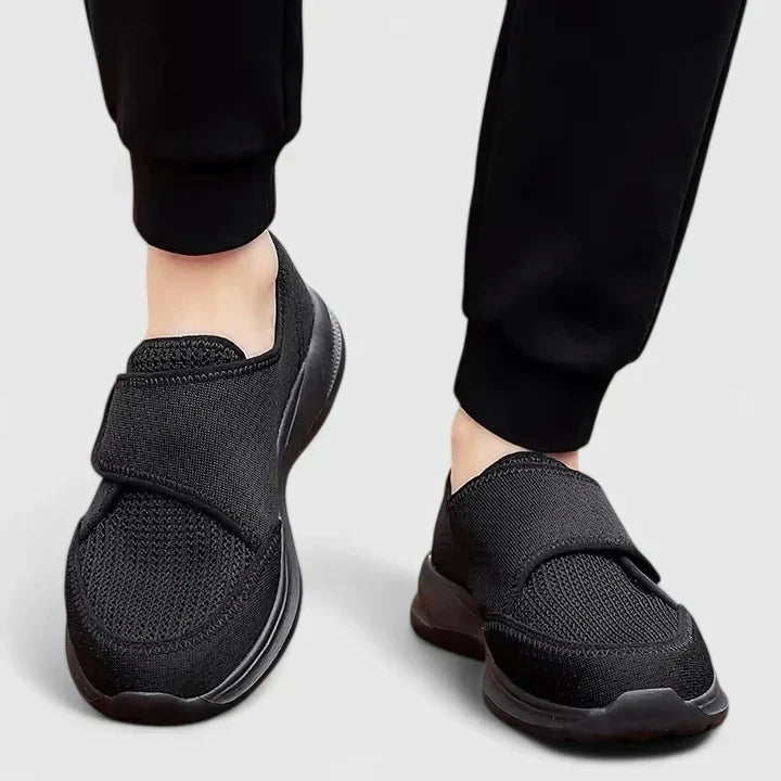 Women's orthopaedic walking shoes, grey, with arch support & wide fit for all-day comfort & foot relief.