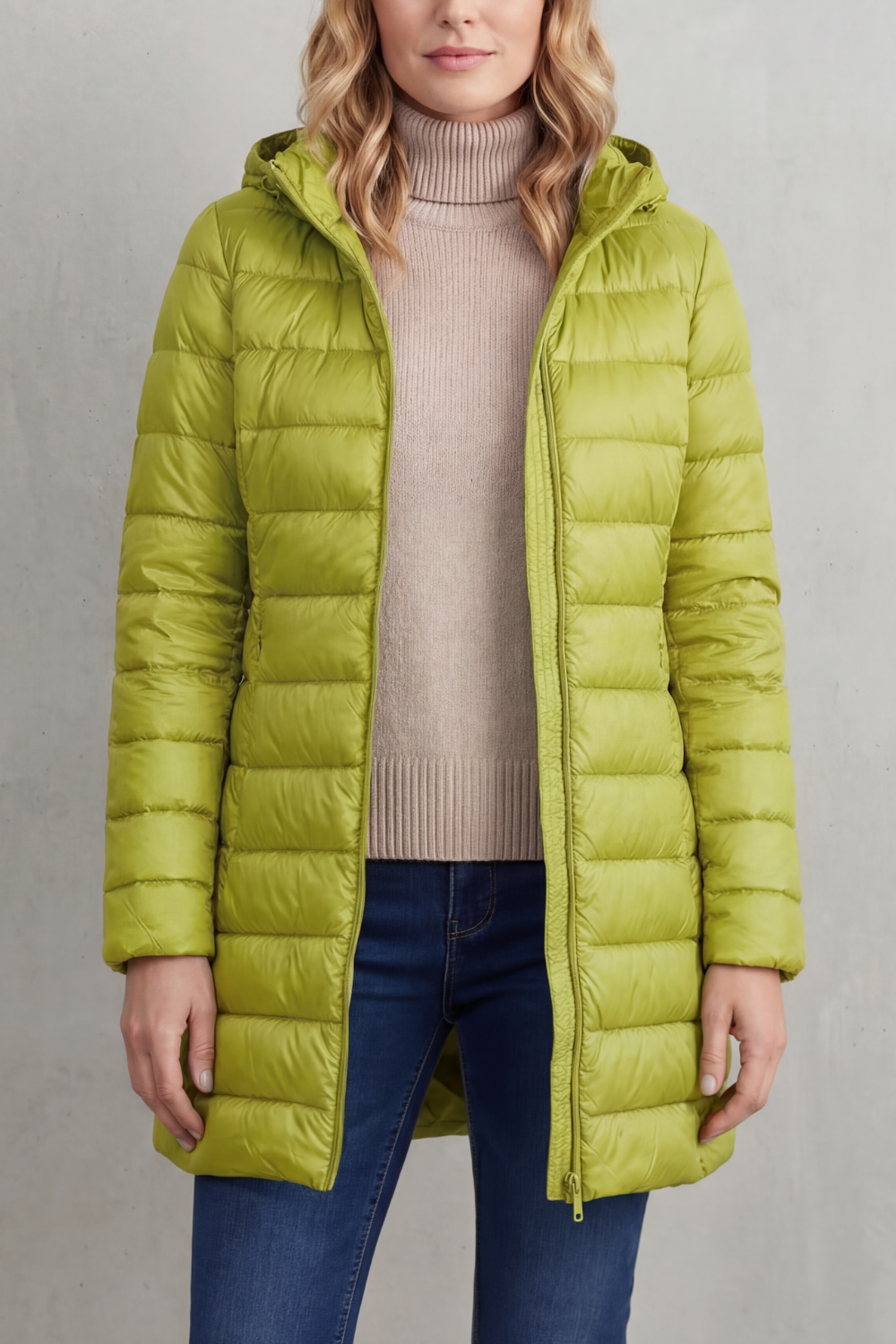 Cozy & stylish women's hooded puffer jacket, an essential lightweight winter coat.