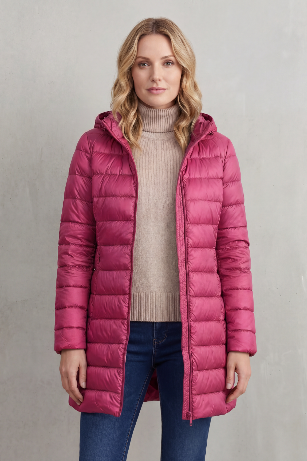 Ladies' cozy outerwear: ultra-light hooded puffer jacket, a must-have for cold weather.