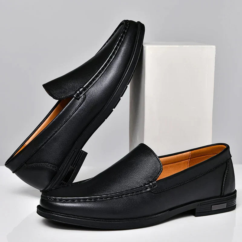 Comfortable men's classic loafers in black, easy slip-on style for all-day wear.