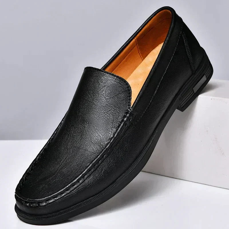 Stylish blue men's slip-on loafers. Elegant & comfortable for both dress and smart casual men's fashion.
