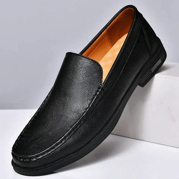 Stylish blue men's slip-on loafers. Elegant & comfortable for both dress and smart casual men's fashion.