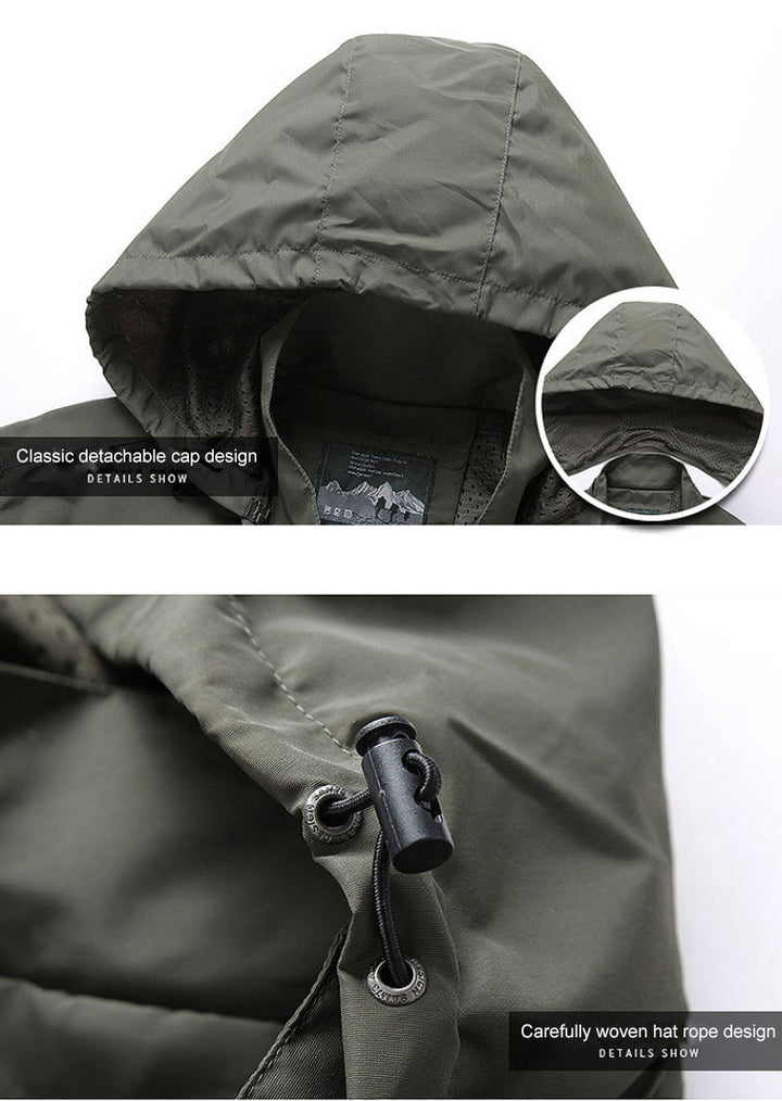 Versatile men's hooded jacket, perfect for outdoor excursions and stylish everyday casual wear.
