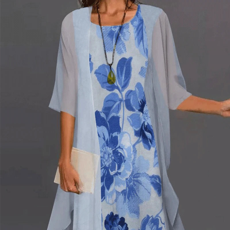 Comfortable women's elegant casual dress, perfect for versatile spring & summer wear. Day-to-night style.