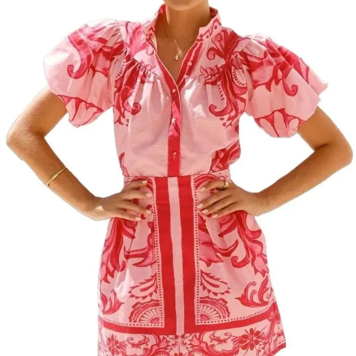 Lightweight floral puff sleeve mini dress for women, essential summer wardrobe.