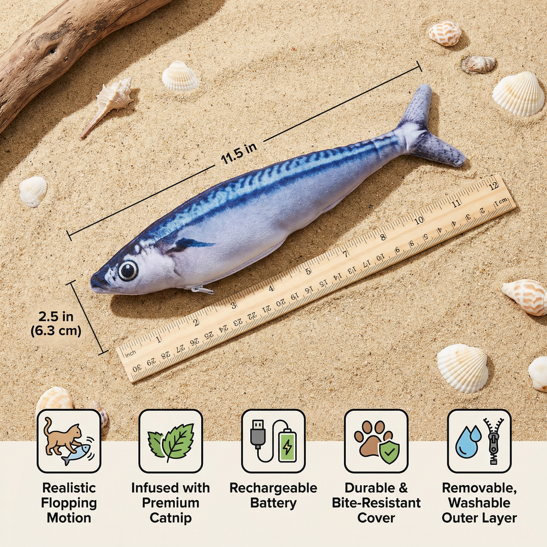 Interactive cat toy, a floppy fish for endless pet play, suitable for all active cats.
