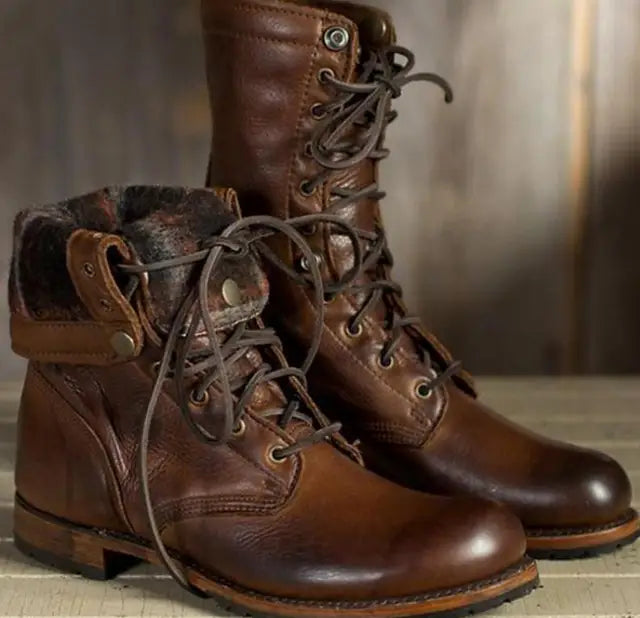 Women's durable lace-up boots with a round toe and robust sole, perfect for everyday casual wear.