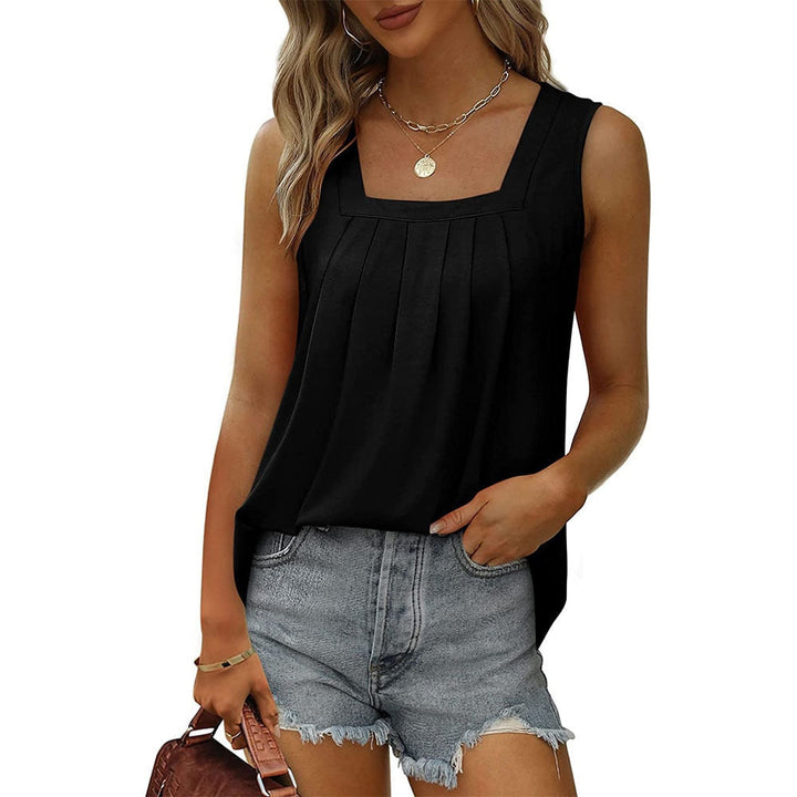 Women's versatile sleeveless top with square neck. Effortless style for casual or elegant everyday wear.