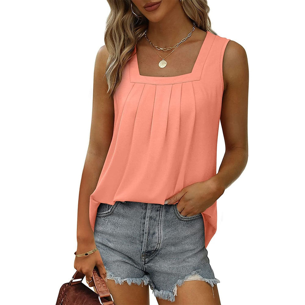 Elegant square neck sleeveless top for women. Perfect fashion top for versatile casual & dressy outfits.