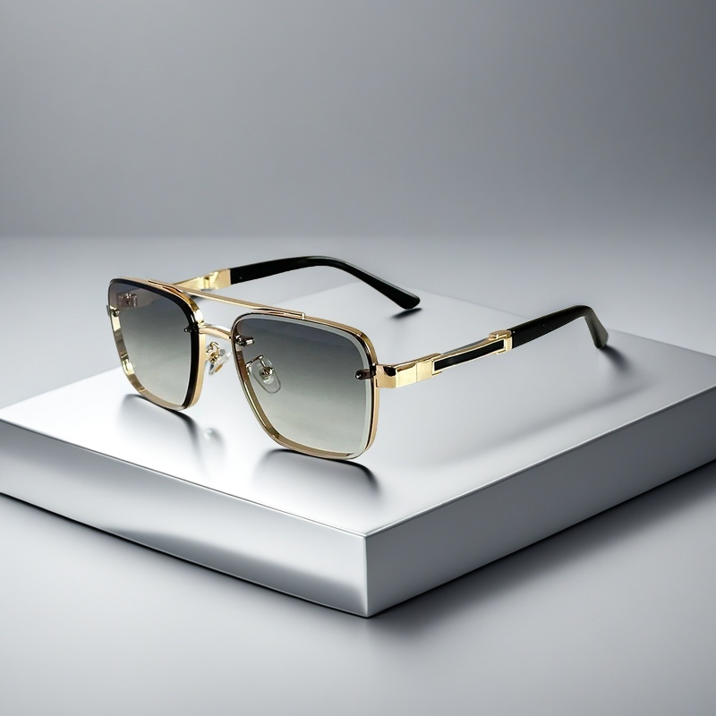 Stylish gold frame summer sunglasses with gradient lenses, a lightweight fashion accessory.