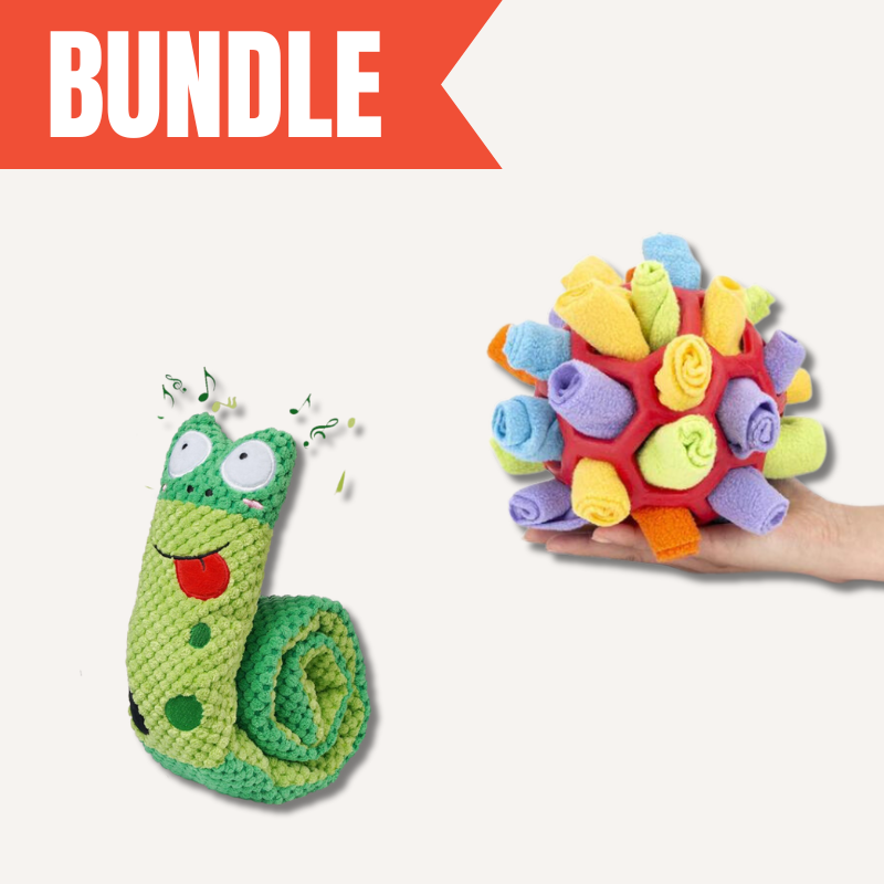 Interactive dog snuffle mat & puzzle toy set for mental stimulation. Pet enrichment treat game, canine fun.