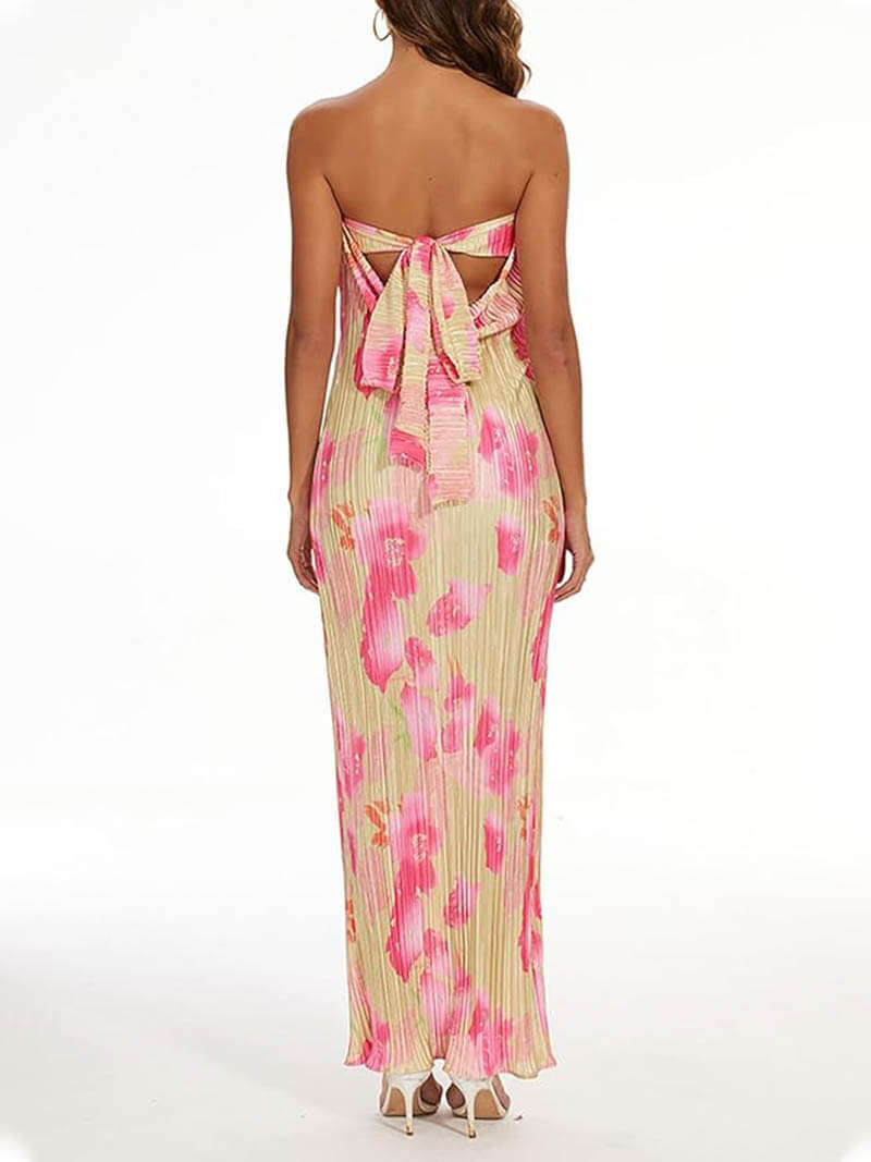 Close-up of the elegant fabric of a women's sleeveless maxi dress, perfect for special occasions & holidays.