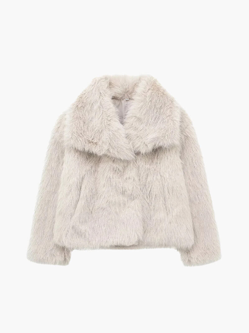 Women's classic wide lapel winter coat in an elegant style, perfect for warmth & sophisticated outerwear.