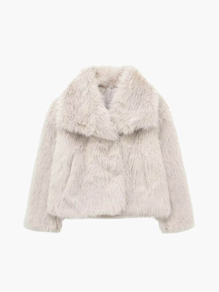 Women's classic wide lapel winter coat in an elegant style, perfect for warmth & sophisticated outerwear.