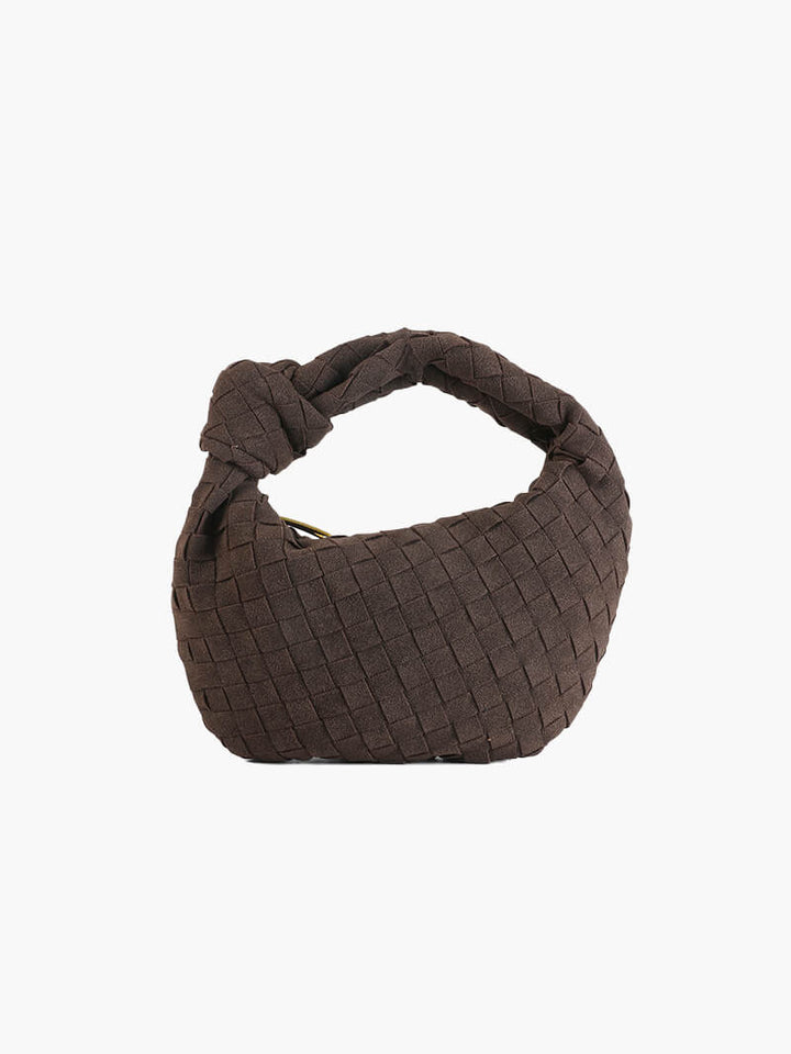 Elegant women's braided suede mini bag in a compact design.
